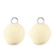 Pompom bedel met oog 10mm - Silver-off white